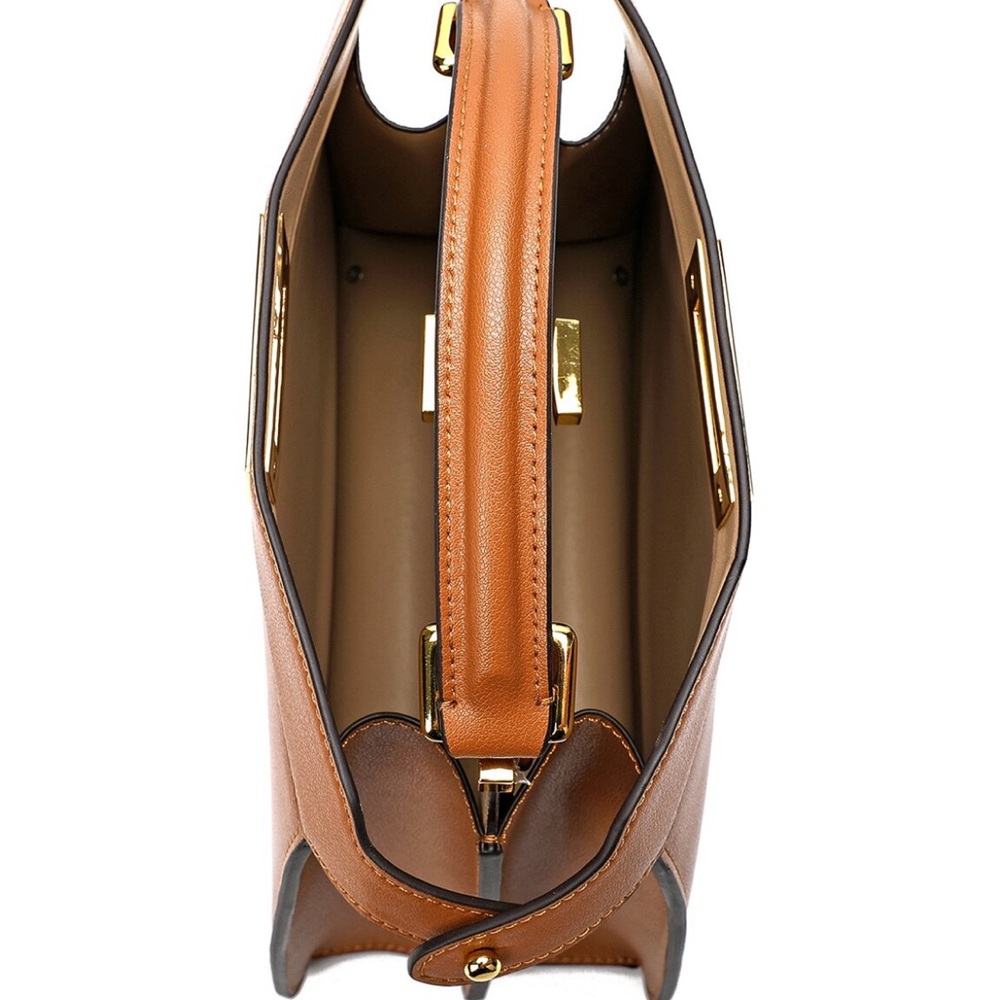 TIFFANY & FRED PARIS NWT Top-Handle with crossbody strap in Cognac Brown - Picture 2 of 8